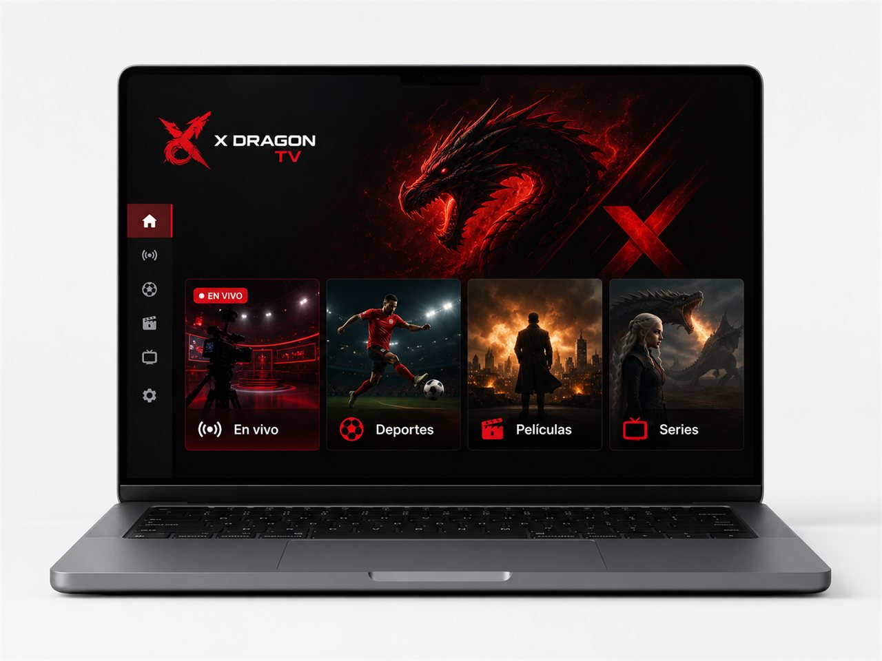 X DRAGON TV en una laptop